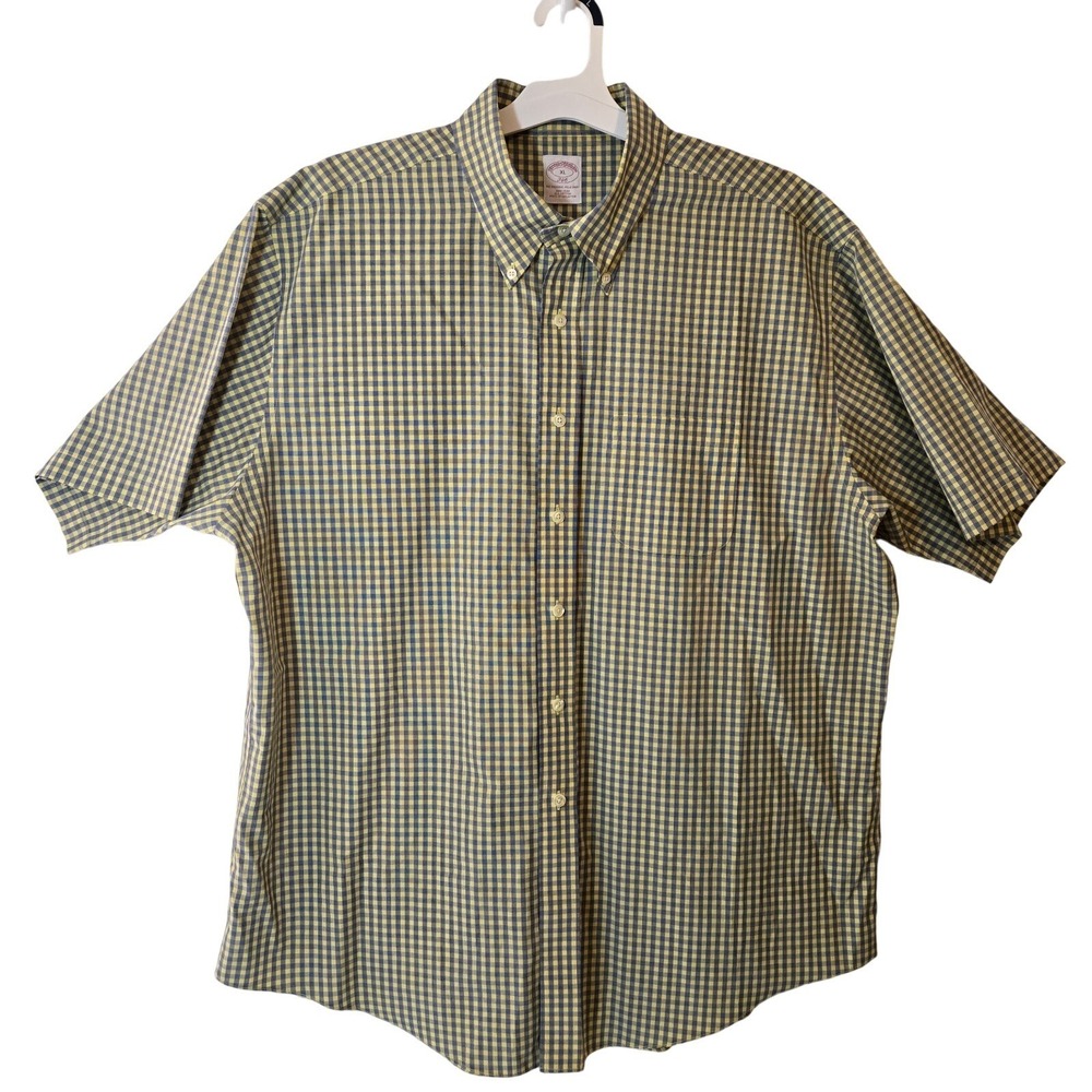 Brooks Brothers Mens Shirt Blue‎ White Checkered Button Down Size XL
